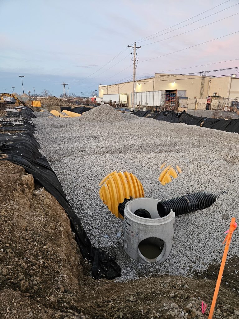 Underground utility installation with aggregate bedding
